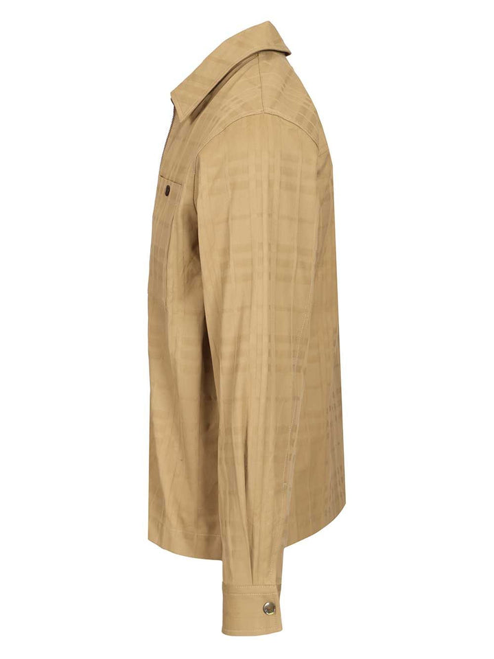 Burberry Check Cotton Zip-Up Shirt Jackets - Beige | 4334d2d1f88deb407c56bca0fe74522dd4005104