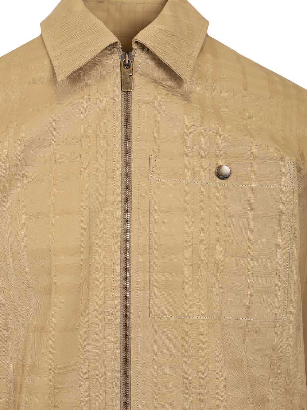 Burberry Check Cotton Zip-Up Shirt Jackets - Beige | 06b6725bdee304d2996d4ff6067d0438a76f2a47