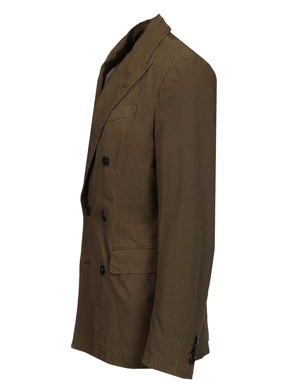 Dries Van Noten Double-Breasted Cotton Blazer Coats - Green | e5114c86581c54d47ef38e1a1c91414bf6eadb2d