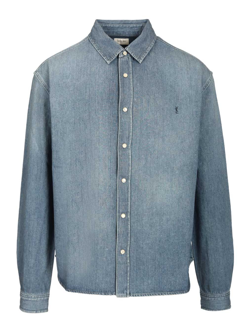 Saint Laurent Cassandre Denim Shirt Shirts - Blue | 6d88f59a1a86a014484c99261dff9b6cc0dc6602