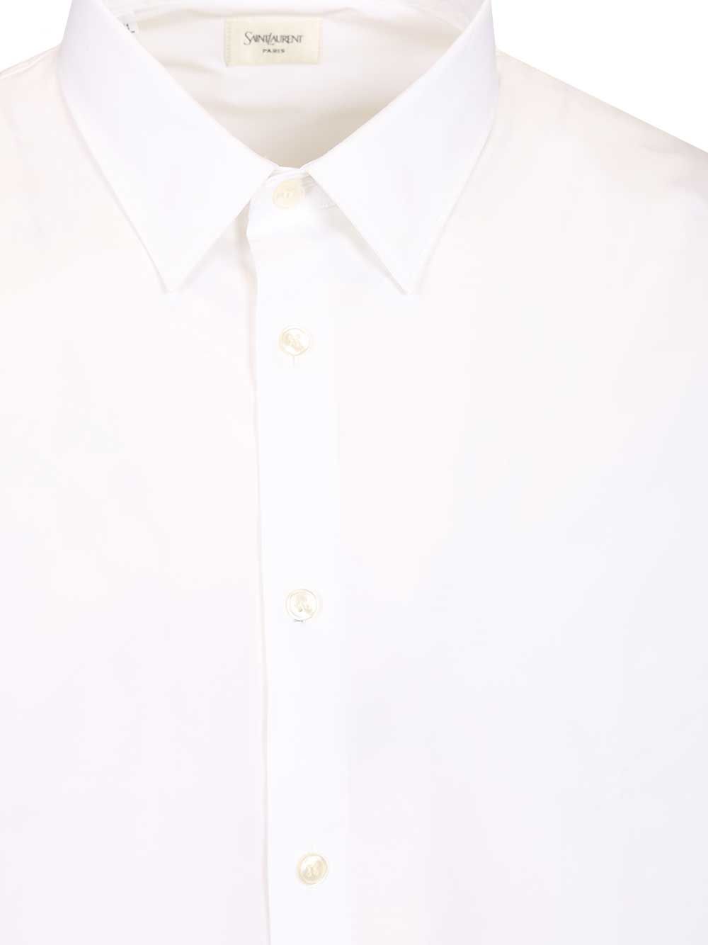 Saint Laurent Cassandre Shirt In Stretch Cotton Poplin Shirts - White | 107bc3be1534dc9377452f0204433191c70f223c