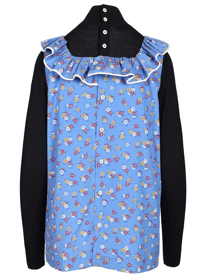 Miu Miu Poplin And Wool Sweater Polo shirt - Multicolor | e2e6c5133da934ebf05a03454ddaa837b3a4e611