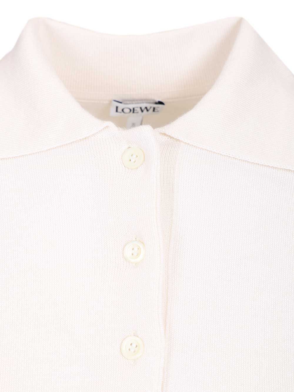 Loewe Cashmere And Silk Blend Polo Shirt Knitwear - White | 52ba3a941f6dc9fe37a5193fac060539254414e7