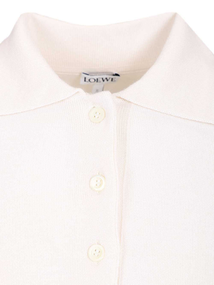 Loewe Cashmere And Silk Blend Polo Shirt Knitwear - White | 52ba3a941f6dc9fe37a5193fac060539254414e7