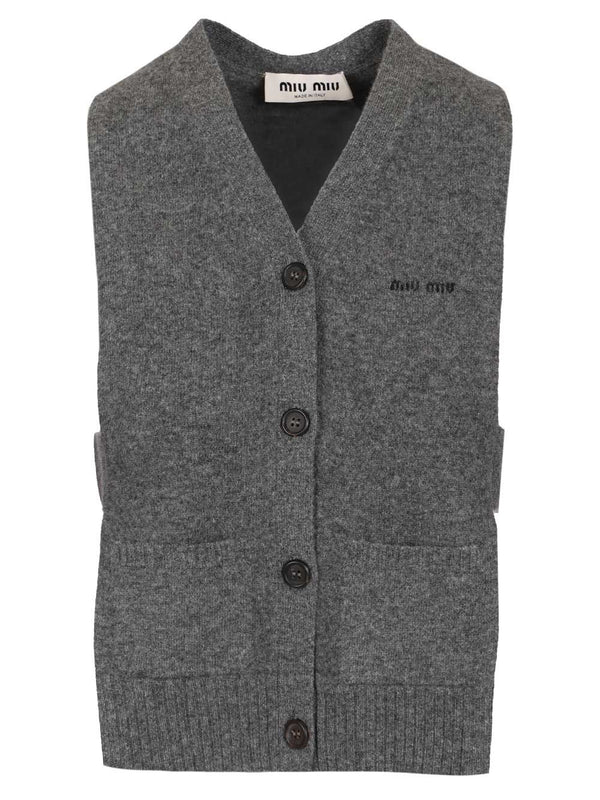 Cashmere Cardigan Vest Knitwear Grey