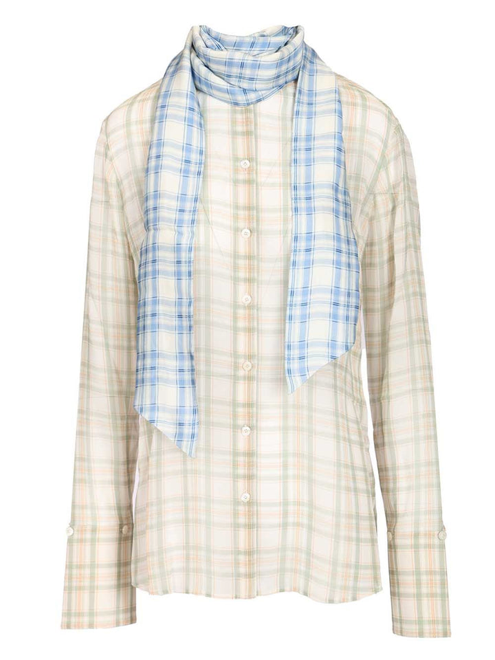 Acne Studios Silk Blouse With Scarf Shirts - Green | e89ed42c4d0641570f9fc0c41dd74d281a845718