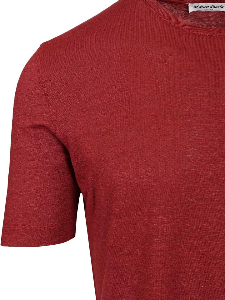 Al Duca D'Aosta Linen T-Shirt - Bordeaux | e9f3cb3926bec0565b1a4df6c5cdf06c1a4fe597