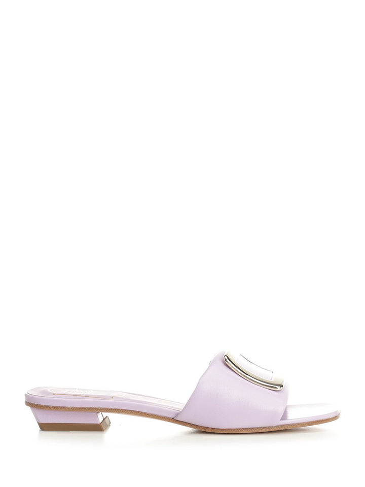 Roger Vivier Belle Vivier Leather Mules Sandals - Violet | c7dba29bef5143e781c3d960b12b704e18dffbac