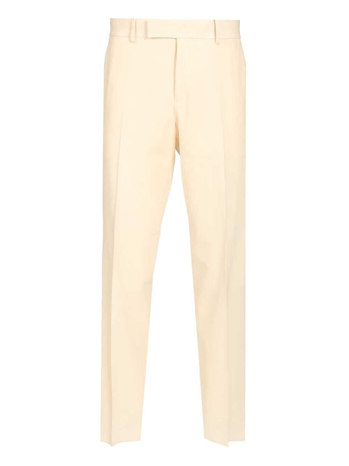 Fendi Adv - Look 77 - Straight Leg Gabardine Pants Trousers - Beige | 97065f3ae8963809ccc8949c914b6576c4b8bc45