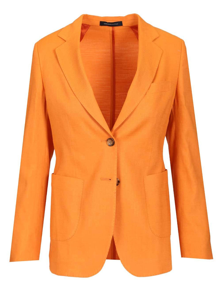 Latorre Single-Breasted Linen Blend Blazer Jackets - Orange | 7c15535db336afca808aa63669693d3f310d0ce8
