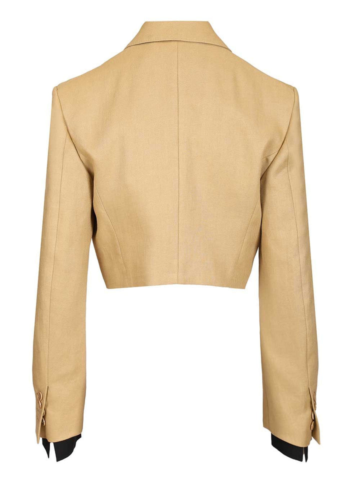 Max Mara Linen Diagonal Crop Jacket Jackets - Beige | 25f3ec9aef36aa2af851ead722e152cb5fad8548