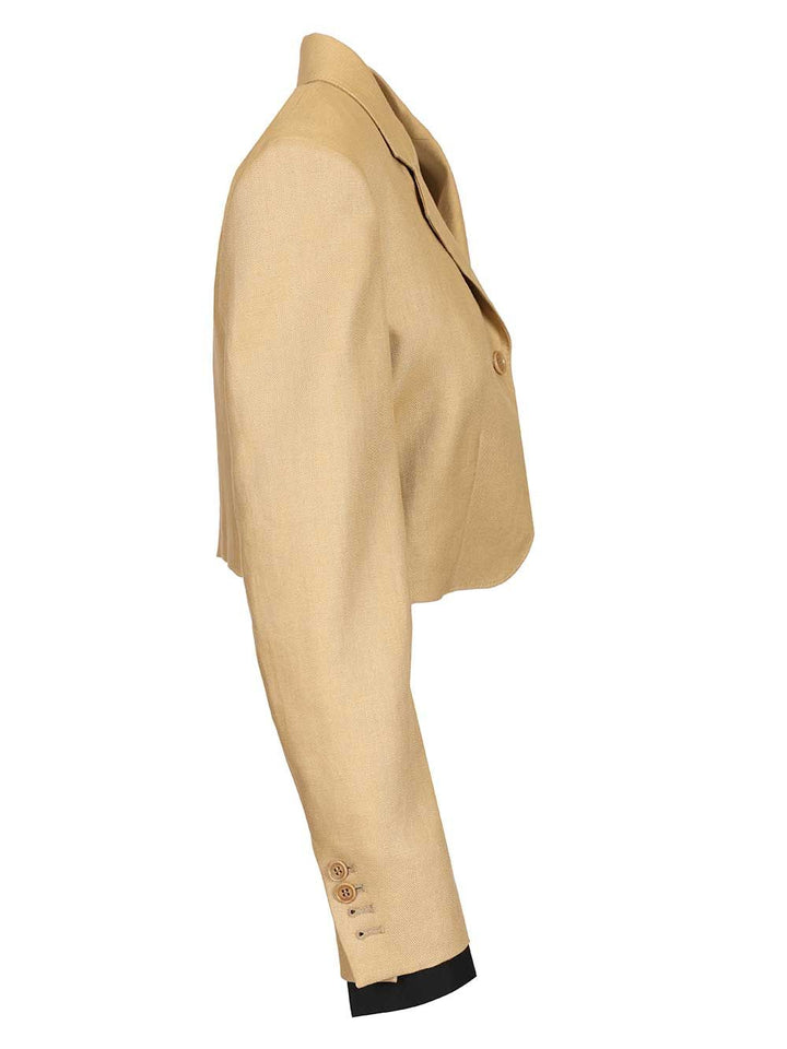 Max Mara Linen Diagonal Crop Jacket Jackets - Beige | eb0316b2ed7a945437e47a4a7b8271fdc22417b0