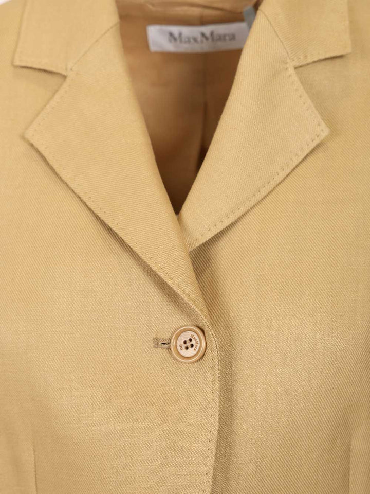 Max Mara Linen Diagonal Crop Jacket Jackets - Beige | 855089ad9a66b46121d5b85c5eb19c41fd1b9423