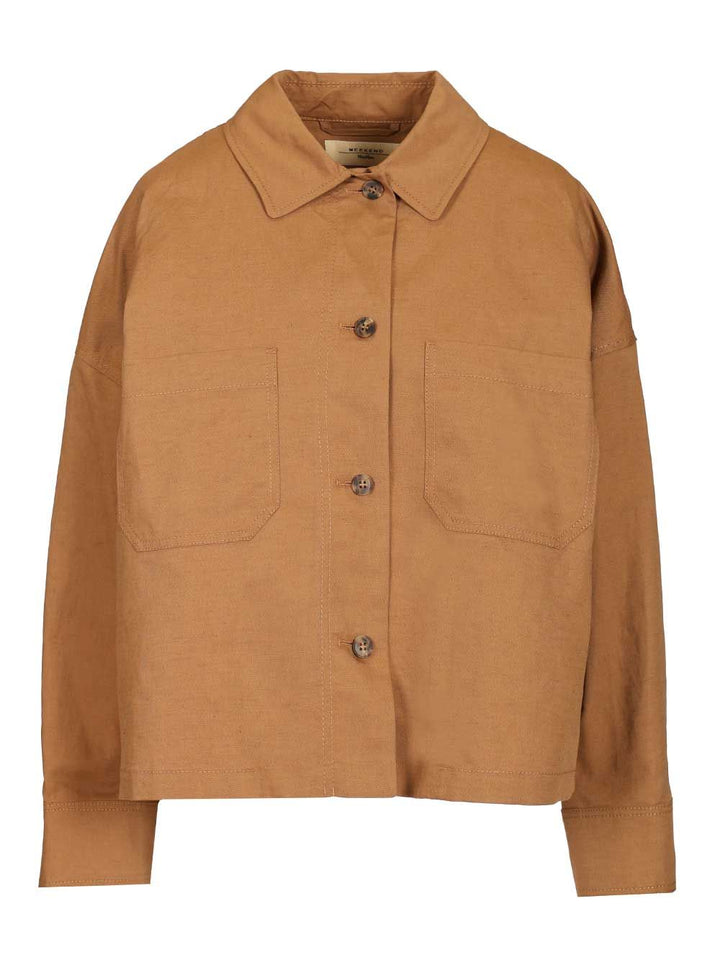 Weekend Max Mara Oversized Jacket In Cotton And Linen Mat Jackets - Brown | 7dc202701042bbcf367433612d5edd27d569173d