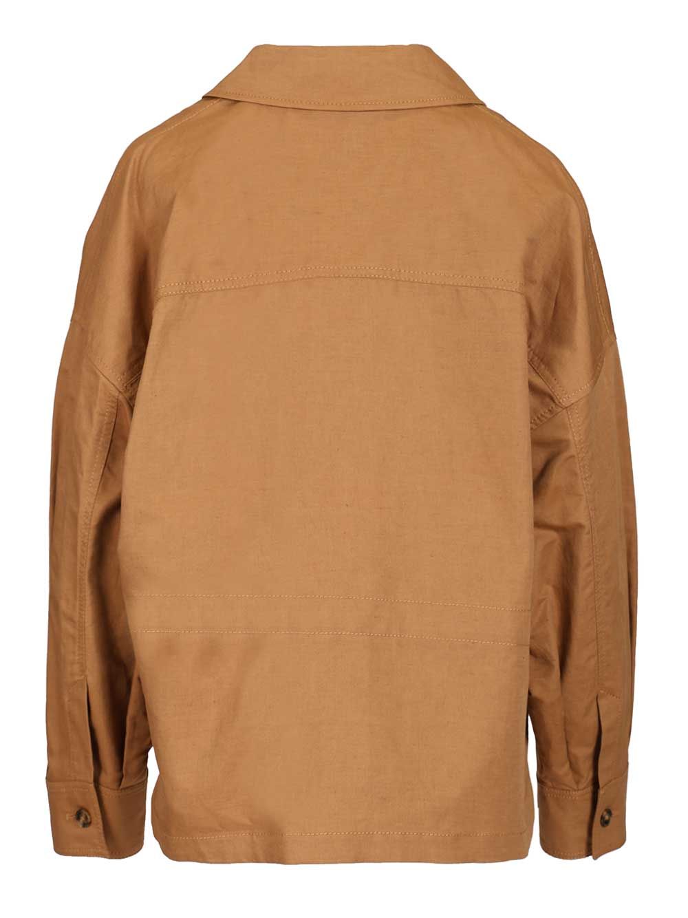 Weekend Max Mara Oversized Jacket In Cotton And Linen Mat Jackets - Brown | ffb474d657db1d9c31bafd196129681a2f38a672