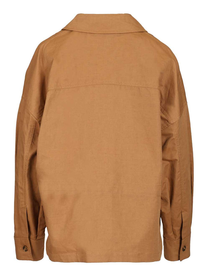 Weekend Max Mara Oversized Jacket In Cotton And Linen Mat Jackets - Brown | ffb474d657db1d9c31bafd196129681a2f38a672