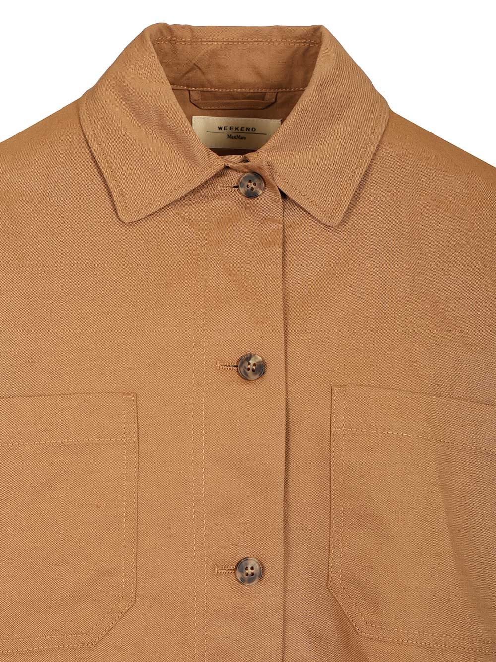 Weekend Max Mara Oversized Jacket In Cotton And Linen Mat Jackets - Brown | 0b3f2804652d2fb5ee1b932911ca690af0eb00cb