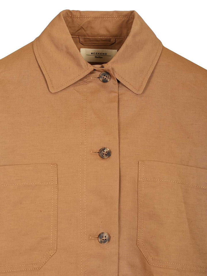 Weekend Max Mara Oversized Jacket In Cotton And Linen Mat Jackets - Brown | 0b3f2804652d2fb5ee1b932911ca690af0eb00cb