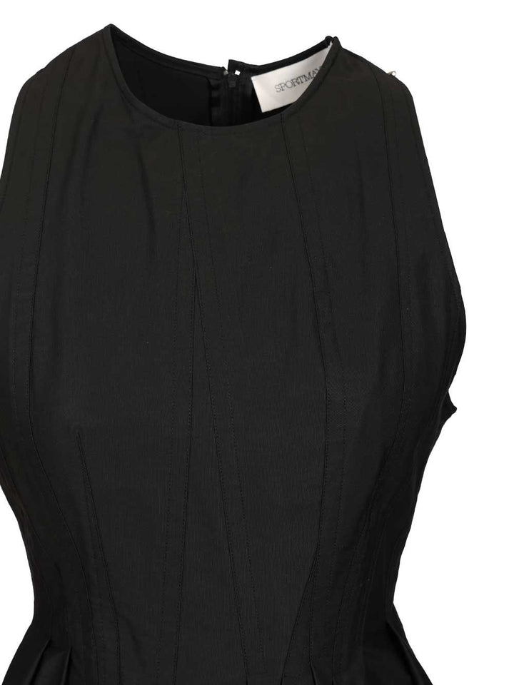 Sportmax Ara Sleeveless Washed Cotton Mini Dress Dresses - Black | 3f5e6e5eebfc54332906178e35908c170d322f5b