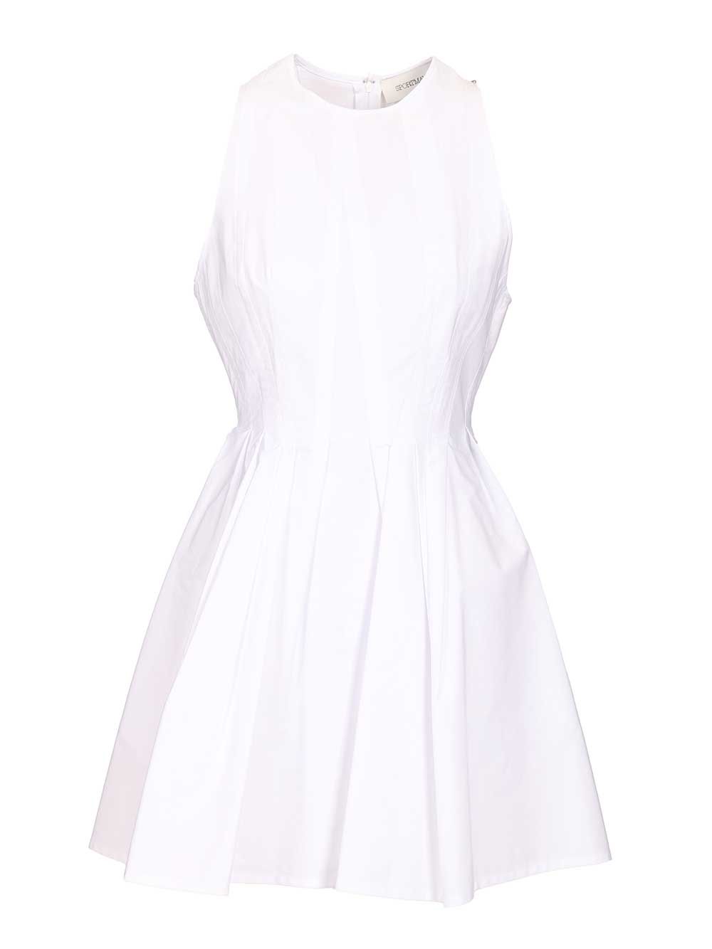 Sportmax Ara Sleeveless Washed Cotton Mini Dress Dresses - White | 463cad2e4b65e6a78196a61f17896198b3bbe021