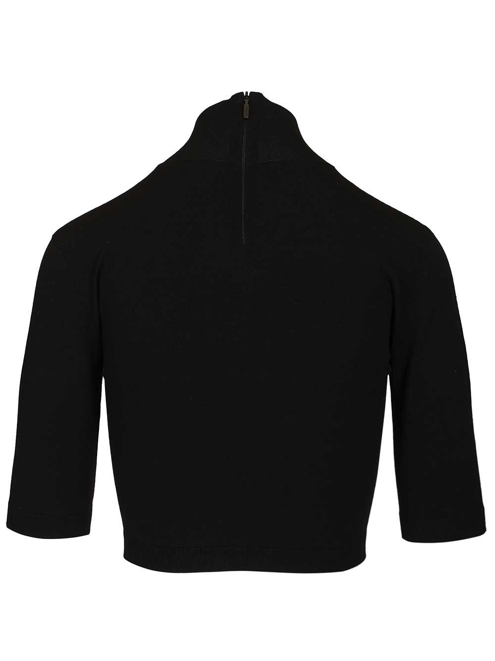 Max Mara Stretch Viscose Crop Turtleneck Knitwear - Black | 7ea154f6204b058d6a4734dc9791bd89d5f48646