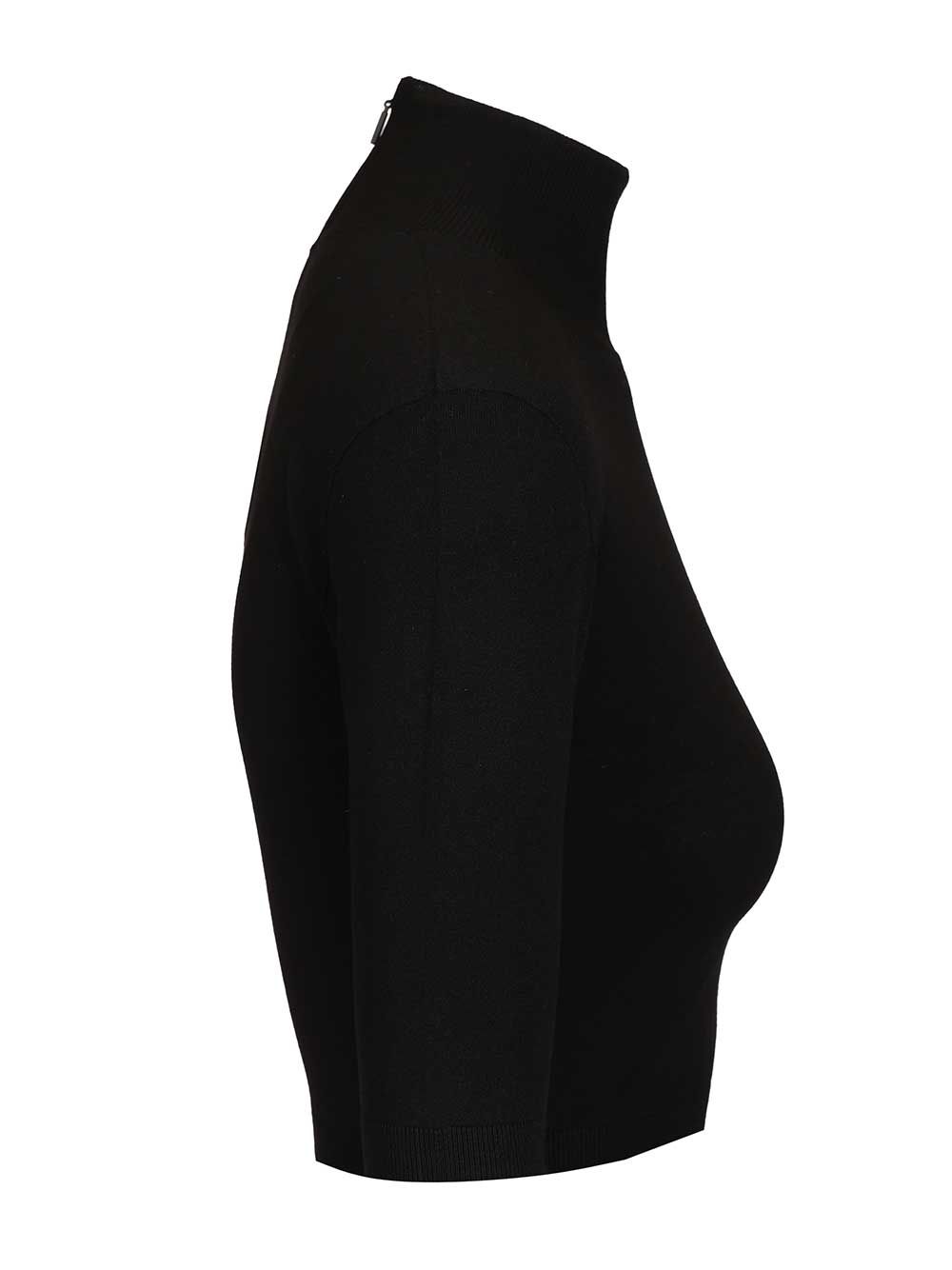 Max Mara Stretch Viscose Crop Turtleneck Knitwear - Black | 35d62651c2eda9e99982837e3f79c90b24244006