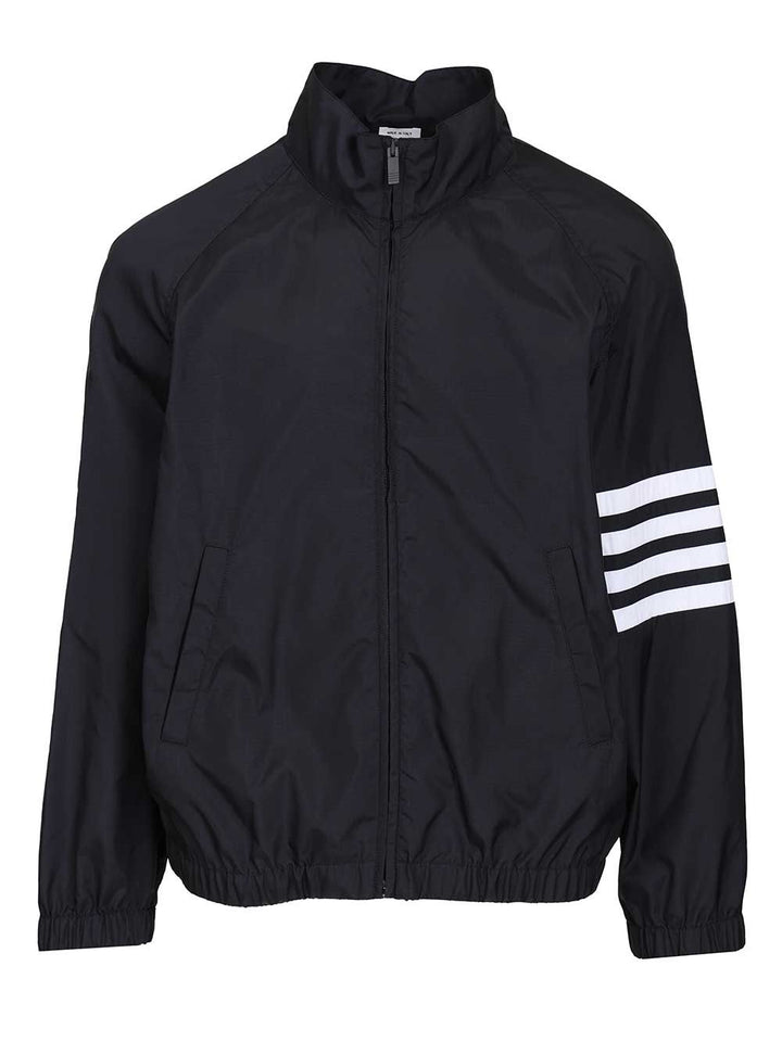 Thom Browne Zip Front Raglan Track Jacket W/ 4 Bar In Shiny Ripstop Jackets - Blue | 05983f7833754ade53e9a38963590ef91372749d
