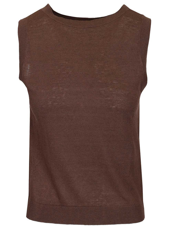 Silk And Linen Top Knitwear Brown
