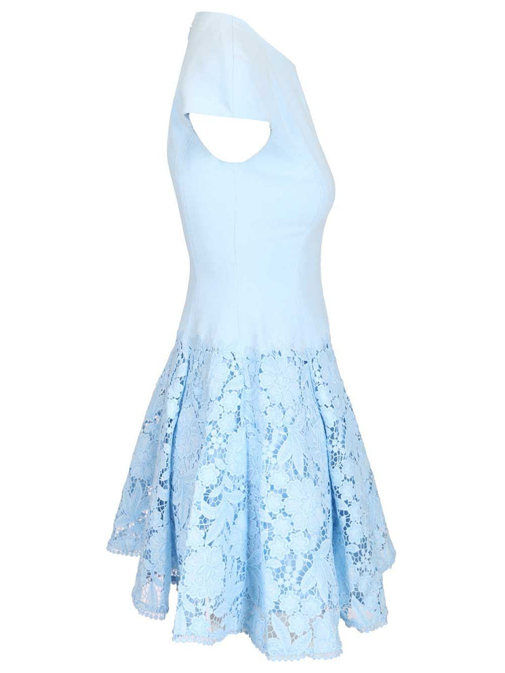 Self-portrait Crepe Lace Mini Dress - Blue Self-portrait Crepe Lace Mini Dress - Blue