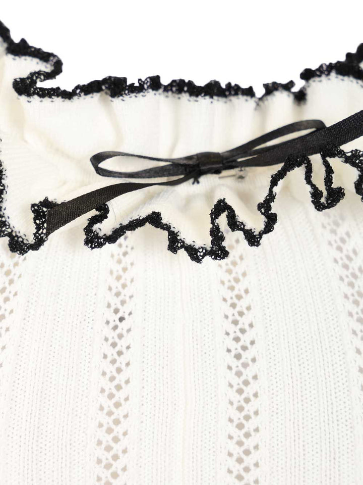 Self-Portrait White Contrast Trim Knit Mini Dress Dresses - White | e670e6cd5c0251c46e2504bd03b06a314e754838