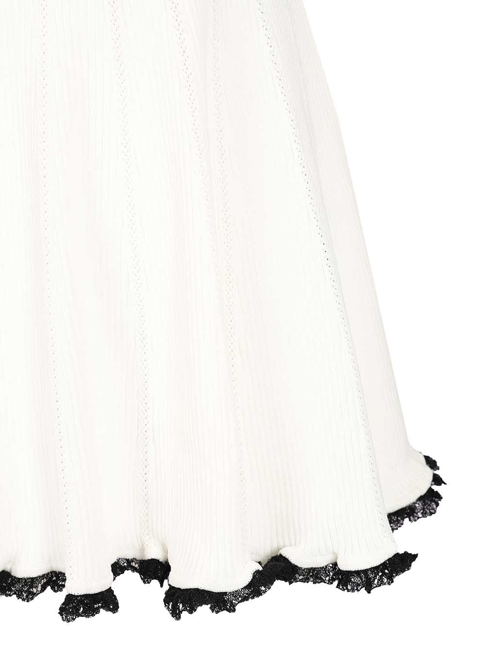 Self-Portrait White Contrast Trim Knit Mini Dress Dresses - White | 70f16c4a9a8fb0993c1fb9cdfca6511629d15490