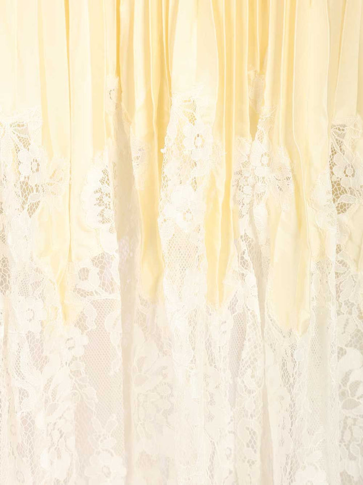 Self-Portrait Yellow Satin Lace Midi Skirt Skirts - Yellow | 88574da1af279238daaf8fa65422268345d99b41
