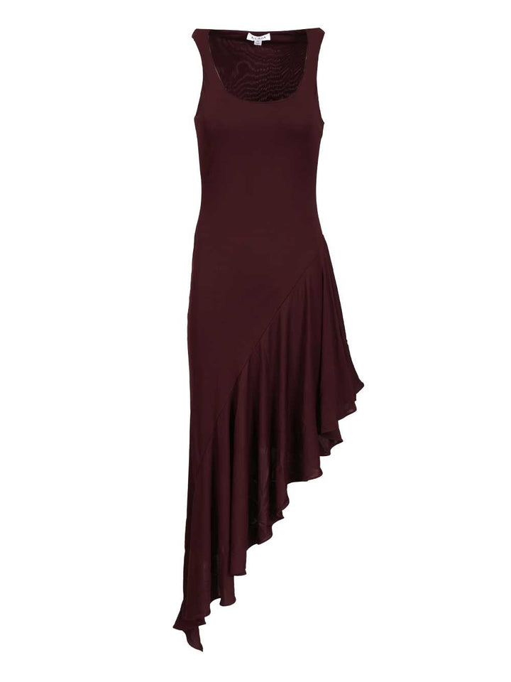 AlaÏA Asymmetrical Dress In Flowing Jersey Dresses - Bordeaux | 27ca03bbb041cfe1435fedbd68c34606debc448a