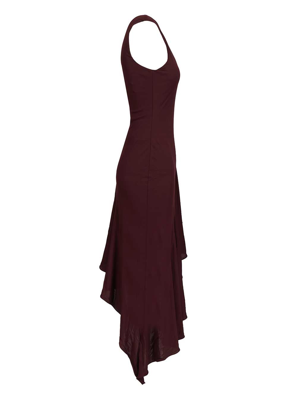 AlaÏA Asymmetrical Dress In Flowing Jersey Dresses - Bordeaux | 7aad8d0892ed80ecf216e09ba020e4155716e87e