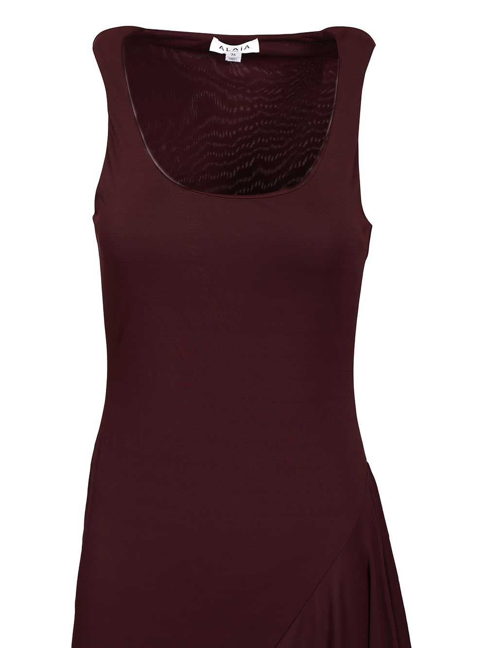 AlaÏA Asymmetrical Dress In Flowing Jersey Dresses - Bordeaux | 11d825c29adf5cfbc53cdb6b5ce856f51ecd5dc2