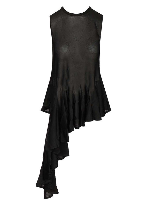 Asymmetrical Top With Godet Tops Black