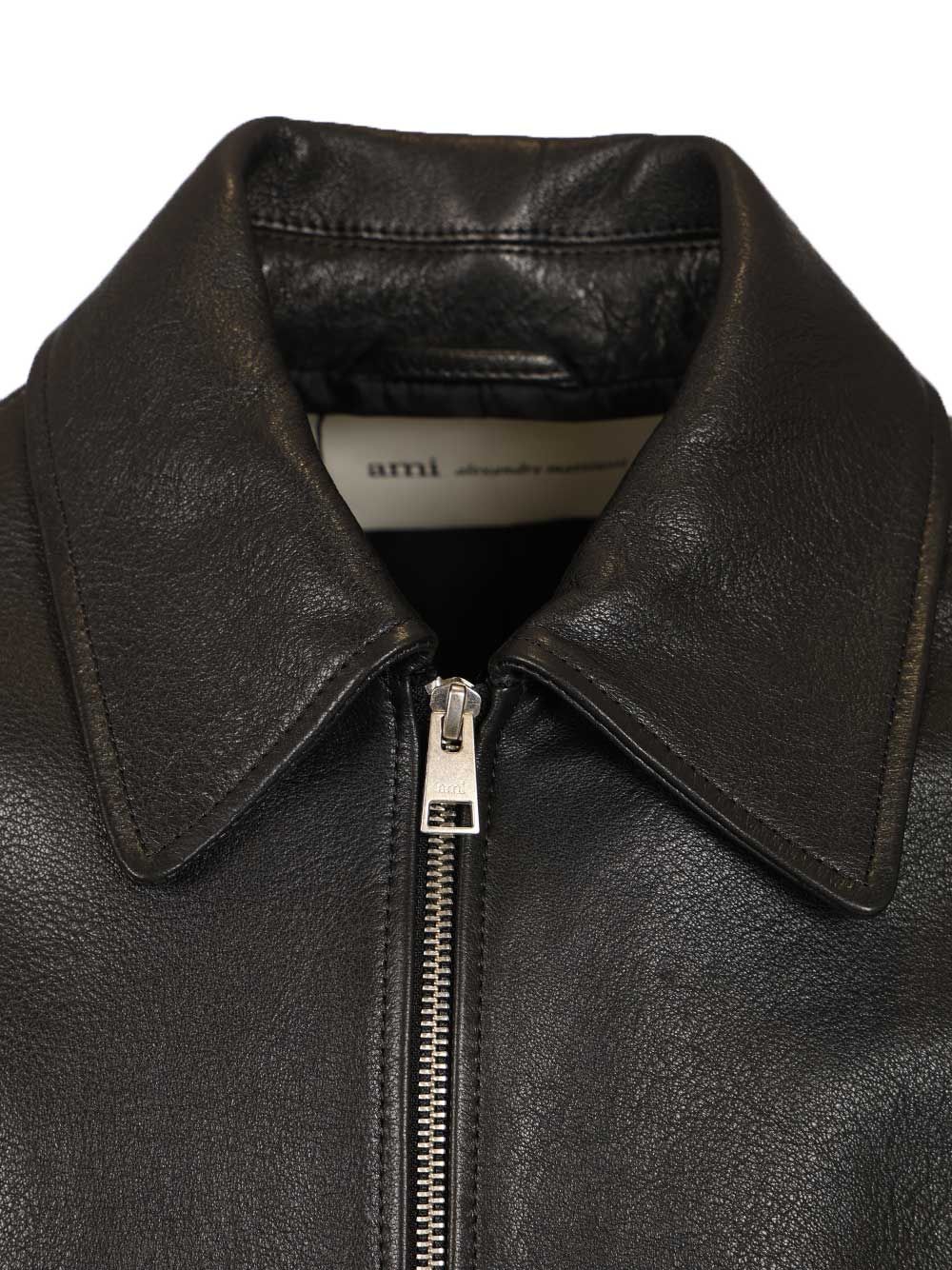 Ami Zipped Jacket Smooth Lamb Leather Jackets - Black | 7a02473f0f5b61d22cb7d6d8d5b84aa79cd2624d