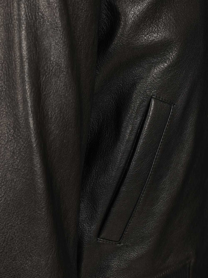 Ami Zipped Jacket Smooth Lamb Leather Jackets - Black | 8f942bf66bde41b415c7421bf24b67958bc3ceb0