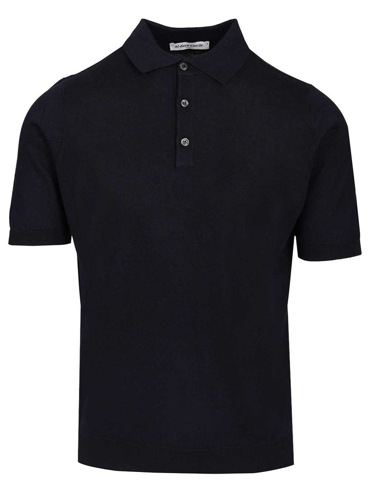 Al Duca D'Aosta Silk And Cashmere Polo shirt - Blue | 4ab2f8600f588c7cf8e78f7ffd7a45d84f0aff39