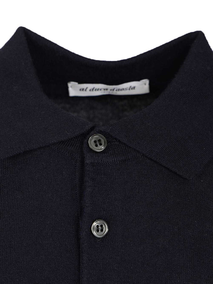Al Duca D'Aosta Silk And Cashmere Polo shirt - Blue | 8b028441bda61186033850cbef04eb16f68b698d
