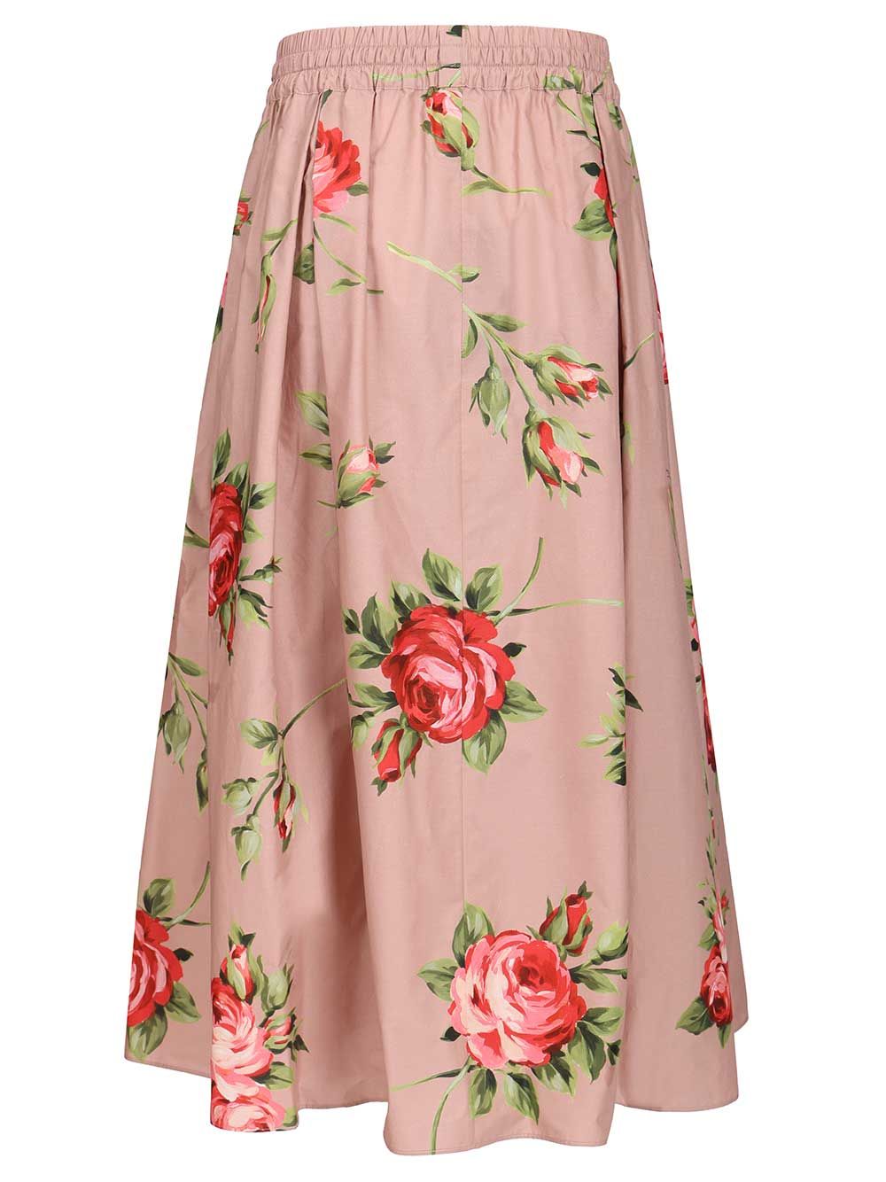 Dolce & Gabbana Midi Skirt With Rose Bouquet Print Skirts - Rose | 8168196f6cf1c5f40b66cab6ddbc78aaaeb4f6eb