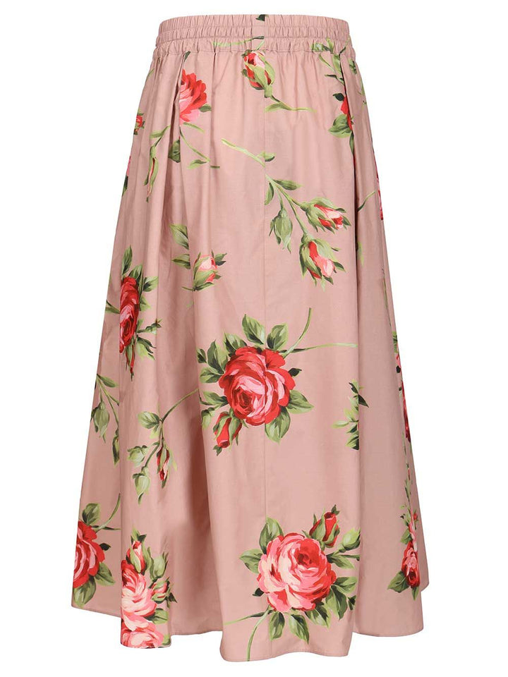 Dolce & Gabbana Midi Skirt With Rose Bouquet Print Skirts - Rose | 8168196f6cf1c5f40b66cab6ddbc78aaaeb4f6eb