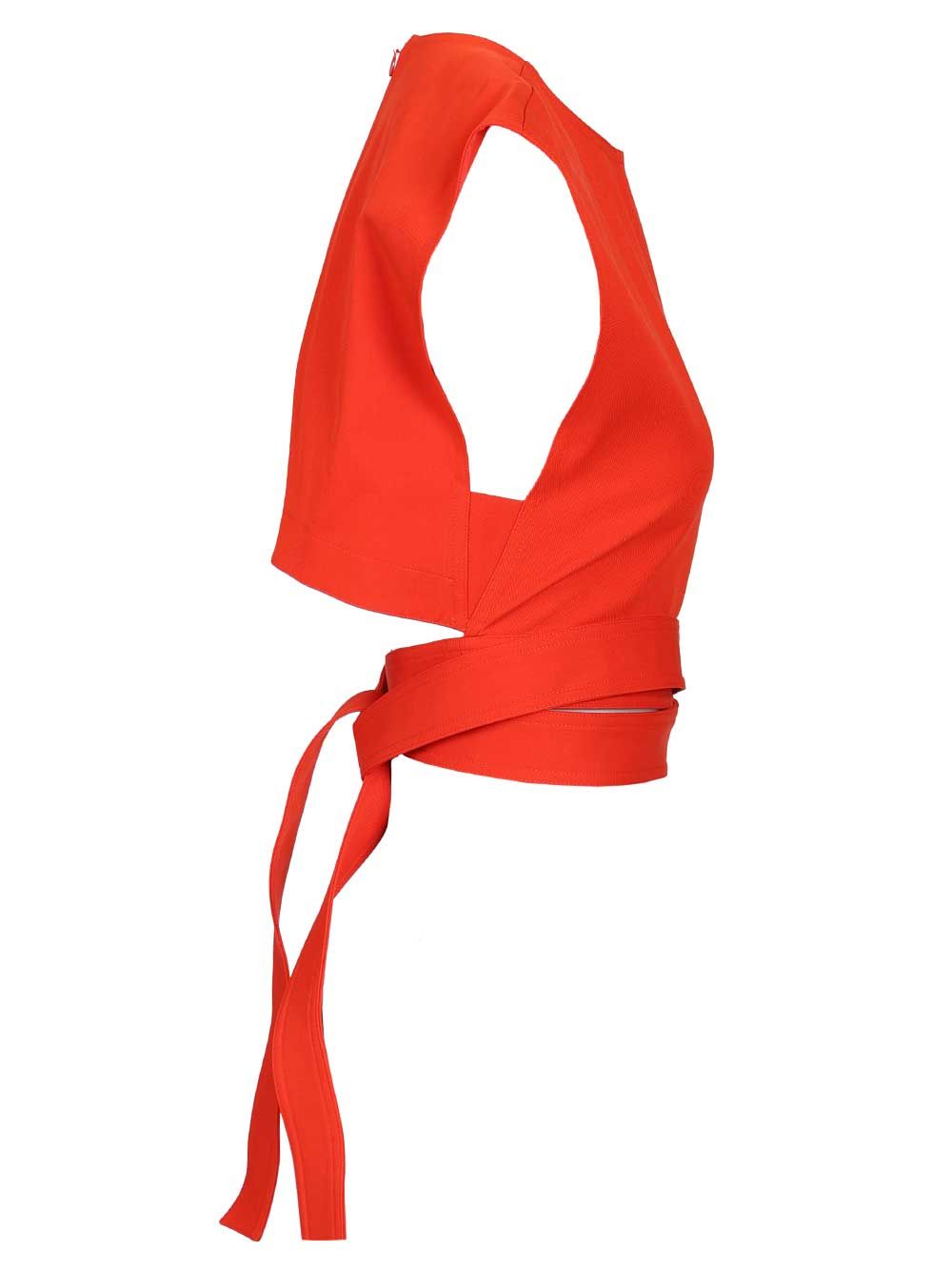 AlaÏA Cropped Top In Cotton Gabardine With Band Tops - Red | b8d18bb30a060c8e3a0bd9809cf521b4817a43f4