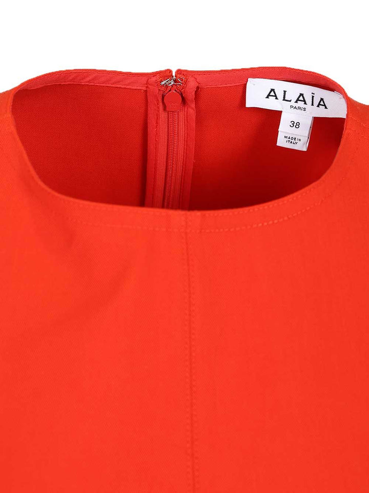 AlaÏA Cropped Top In Cotton Gabardine With Band Tops - Red | ca5d86c250edd5d12163fcdb57ad1d9c4b59c816