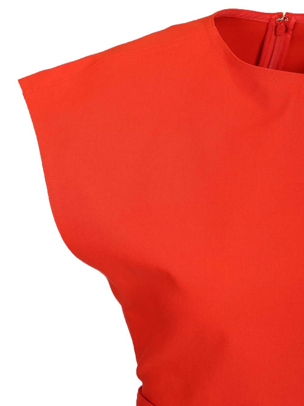 AlaÏA Cropped Top In Cotton Gabardine With Band Tops - Red | 86f4b9b90a903c09a4f94fe137f739b69fa58334