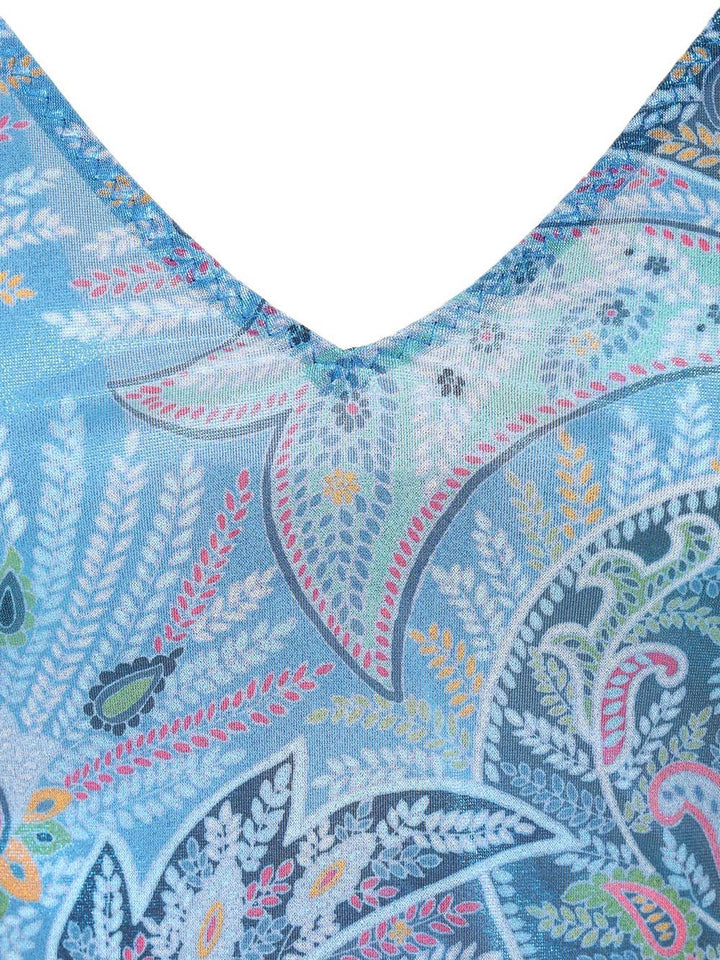 Etro Asymmetrical Dress With Ruffles And Paisley Print Dresses - Blue | e9d8f18ac3e300d7254715ff5e3c2658a99a8653