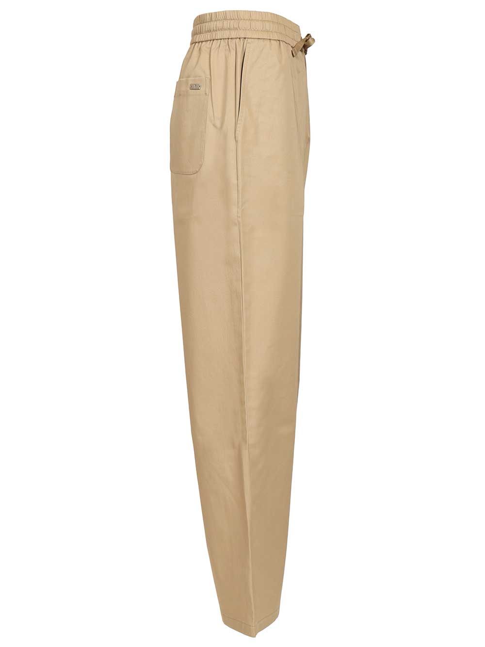 Ami With Elasticated Waist Trousers - Beige | 041be116667412327f544f3294cdccf38fe7ae45