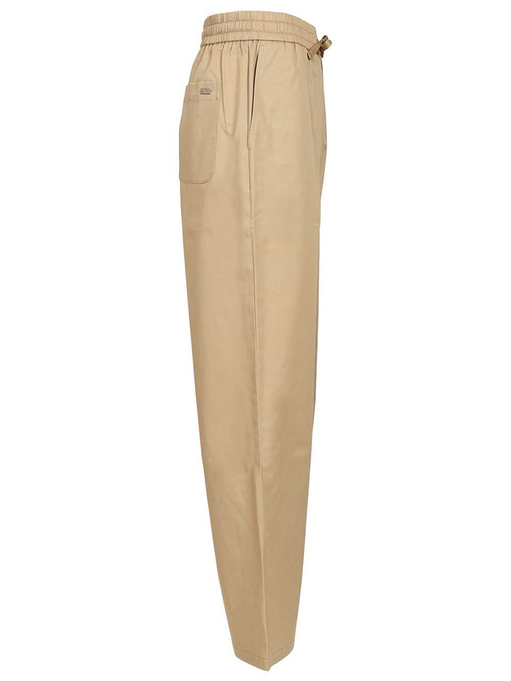 Ami With Elasticated Waist Trousers - Beige | 041be116667412327f544f3294cdccf38fe7ae45