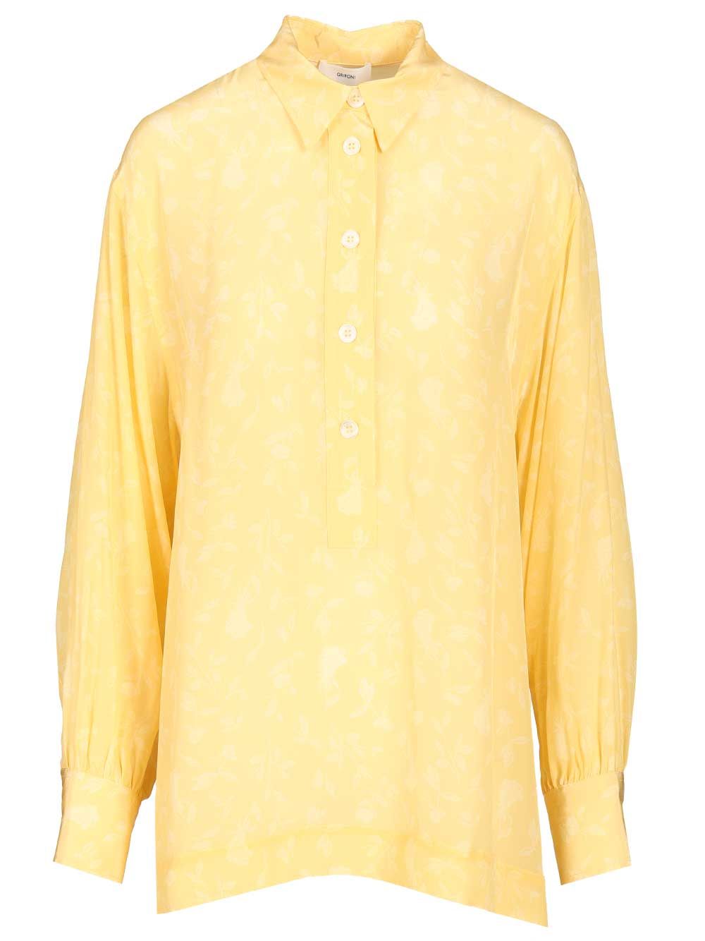 Grifoni Soft Floral-Print Blouse Shirts - Yellow | d81da94cbf089717d24e5ca069fd2ce0a2c17d59