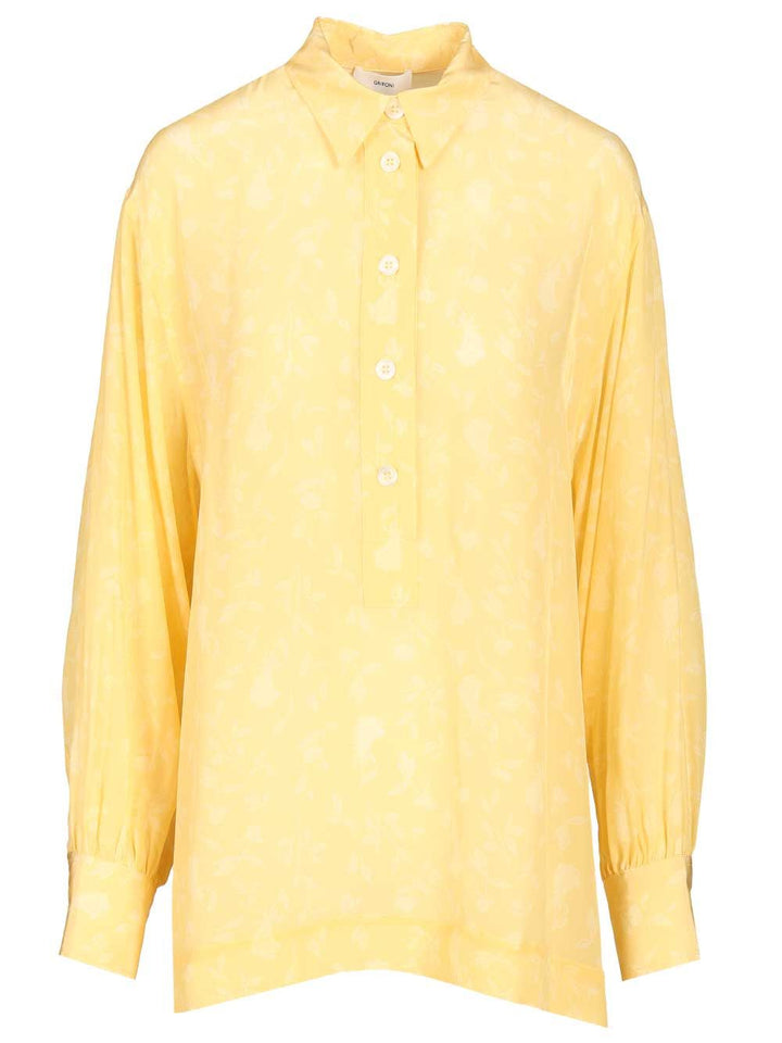 Grifoni Soft Floral-Print Blouse Shirts - Yellow | d81da94cbf089717d24e5ca069fd2ce0a2c17d59